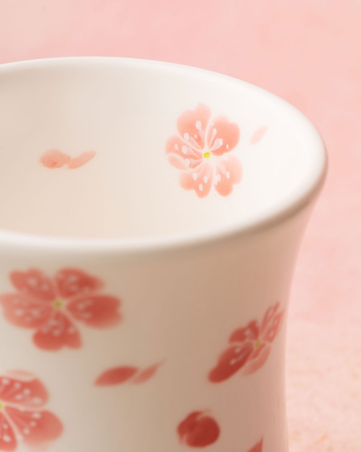 CCCLAY Spring Sakura — Medium Sensory Coffee Cup, 150 ml, hand-painted famille rose porcelain