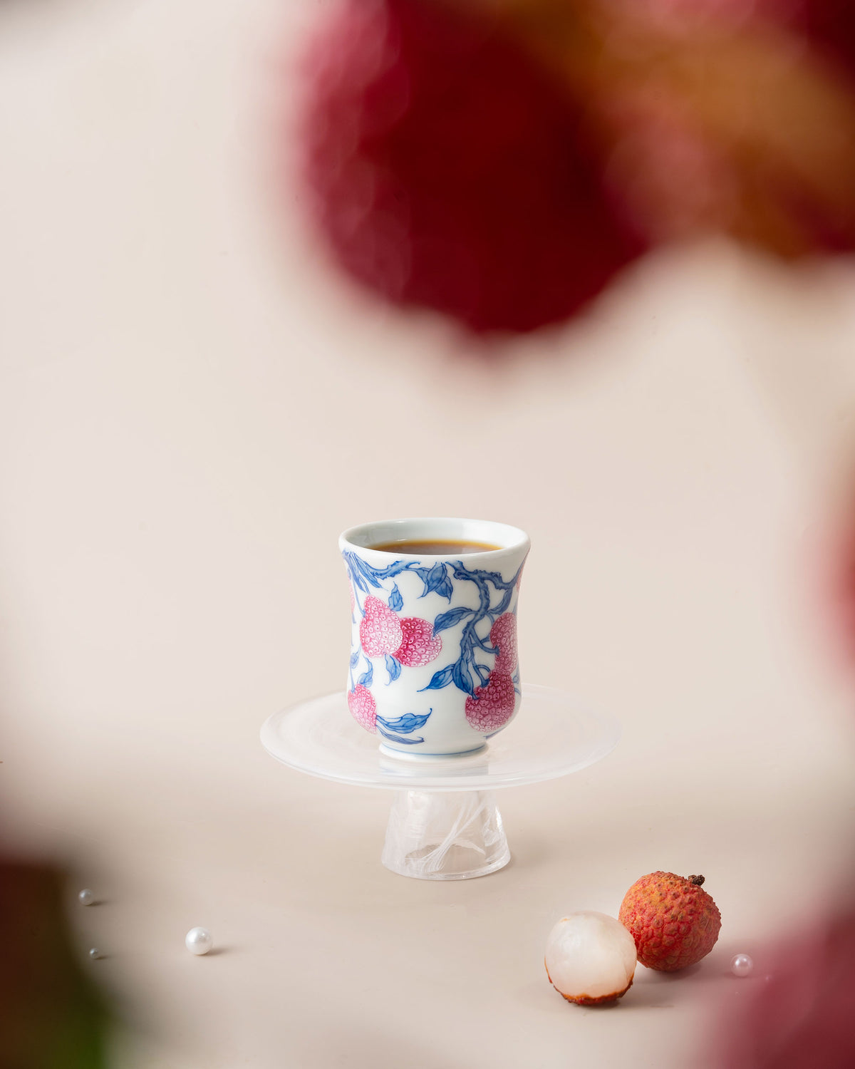CCCLAY Lychee Blush Qinghua & Famille Rose – Medium Sensory Coffee Cup