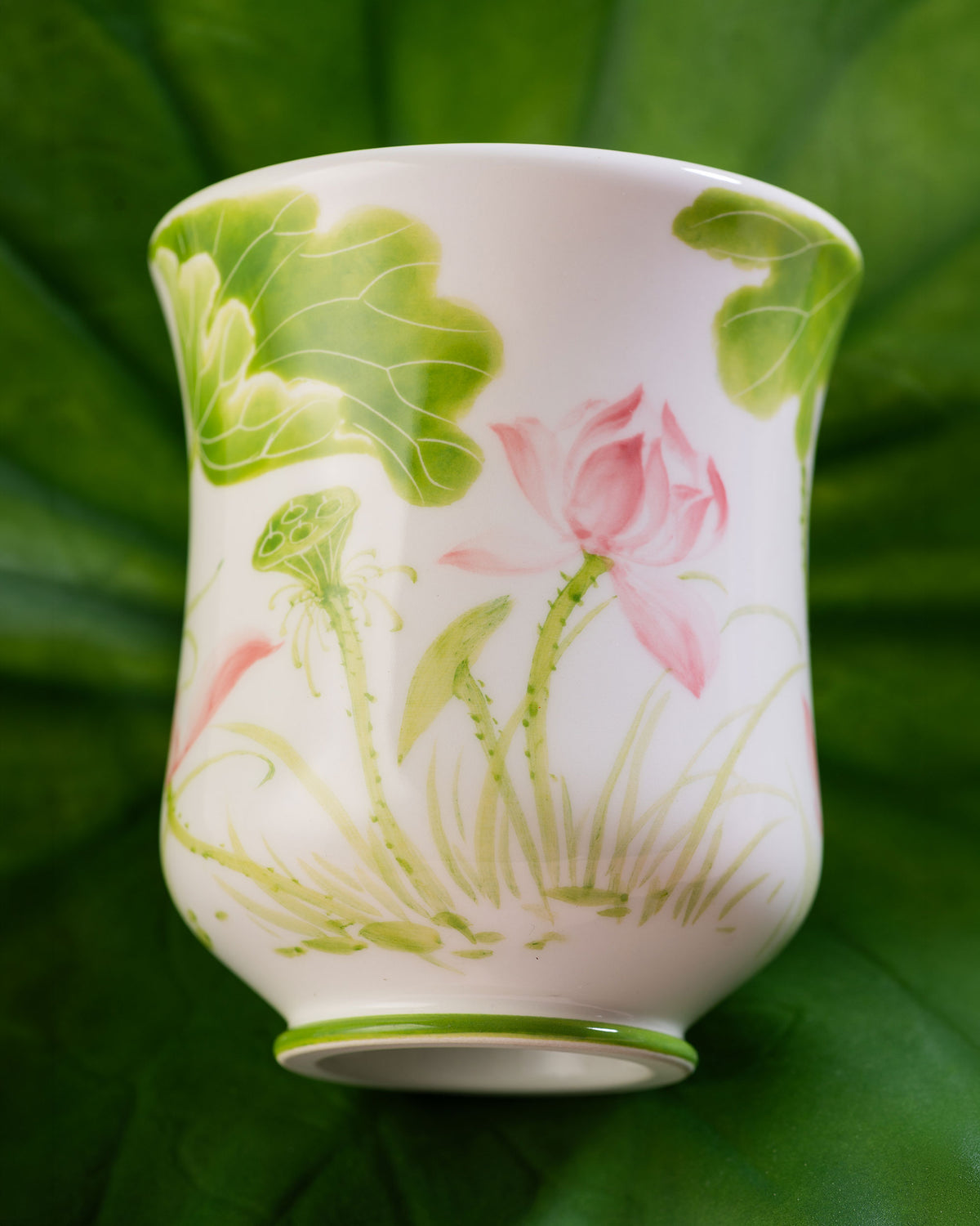 CCCLAY Summer Lotus — Medium Sensory Coffee Cup, 150 ml, hand-painted famille rose porcelain