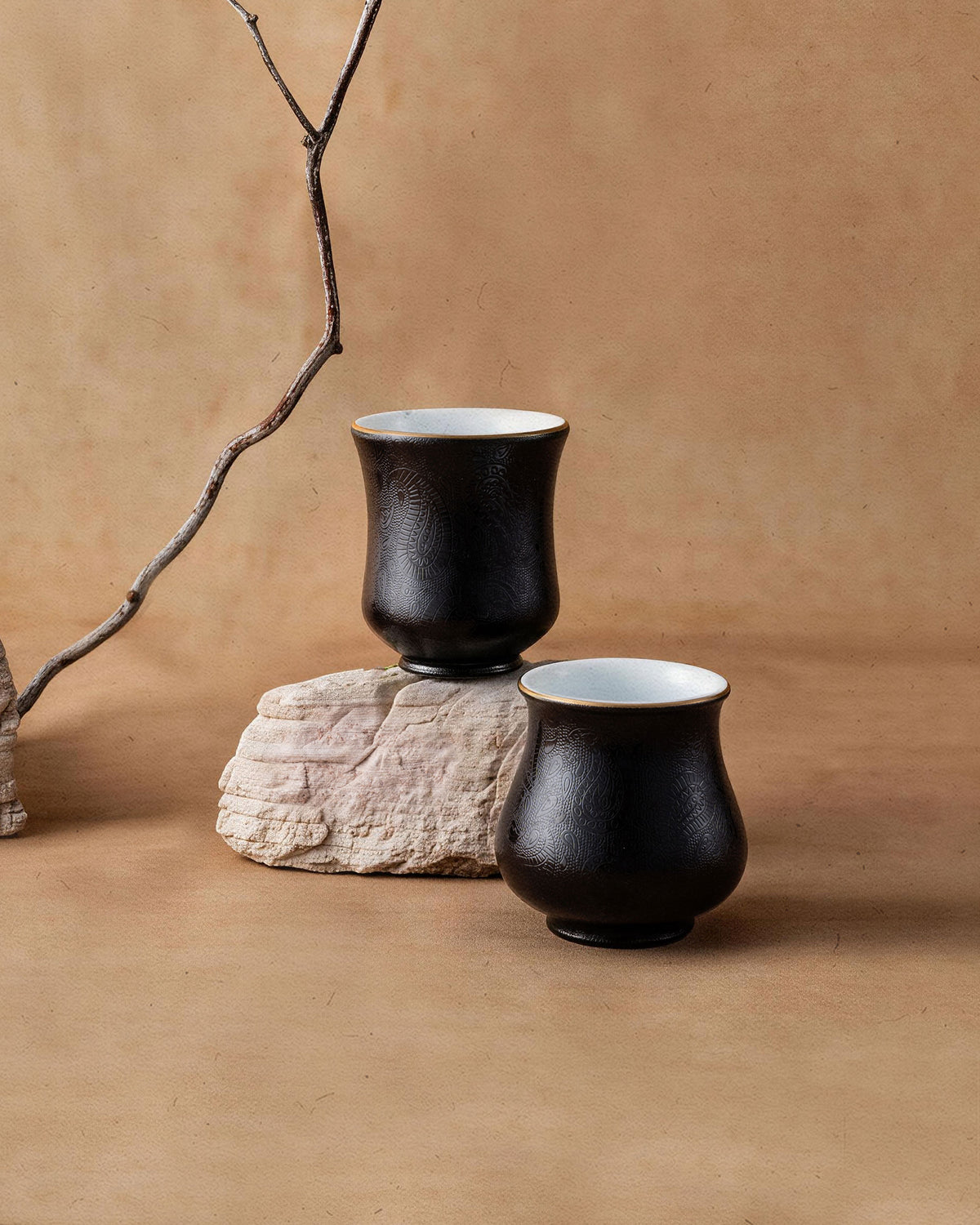 CCCLAY Night Carving Dark Bloom Hand-Carved – Small Aroma Coffee Cup