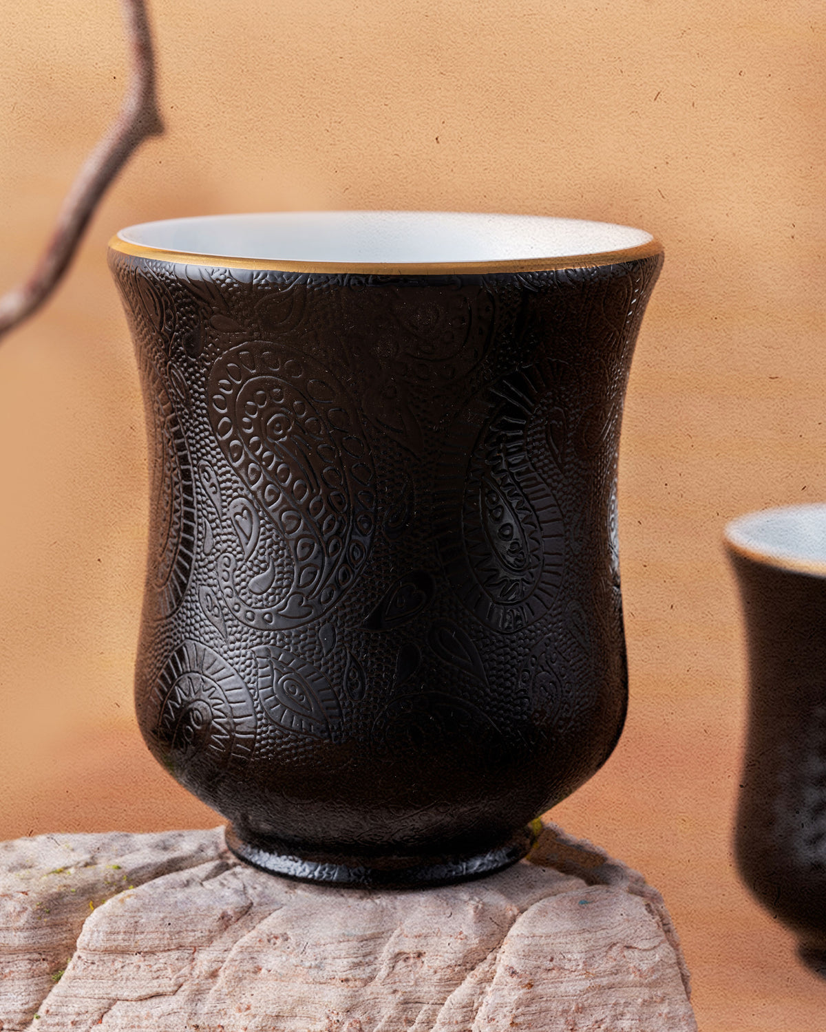 CCCLAY Night Carving Dark Bloom Hand-Carved – Medium Sensory Coffee Cup