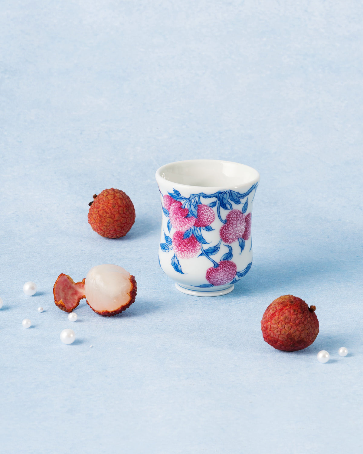 CCCLAY Lychee Blush Qinghua & Famille Rose – Medium Sensory Coffee Cup
