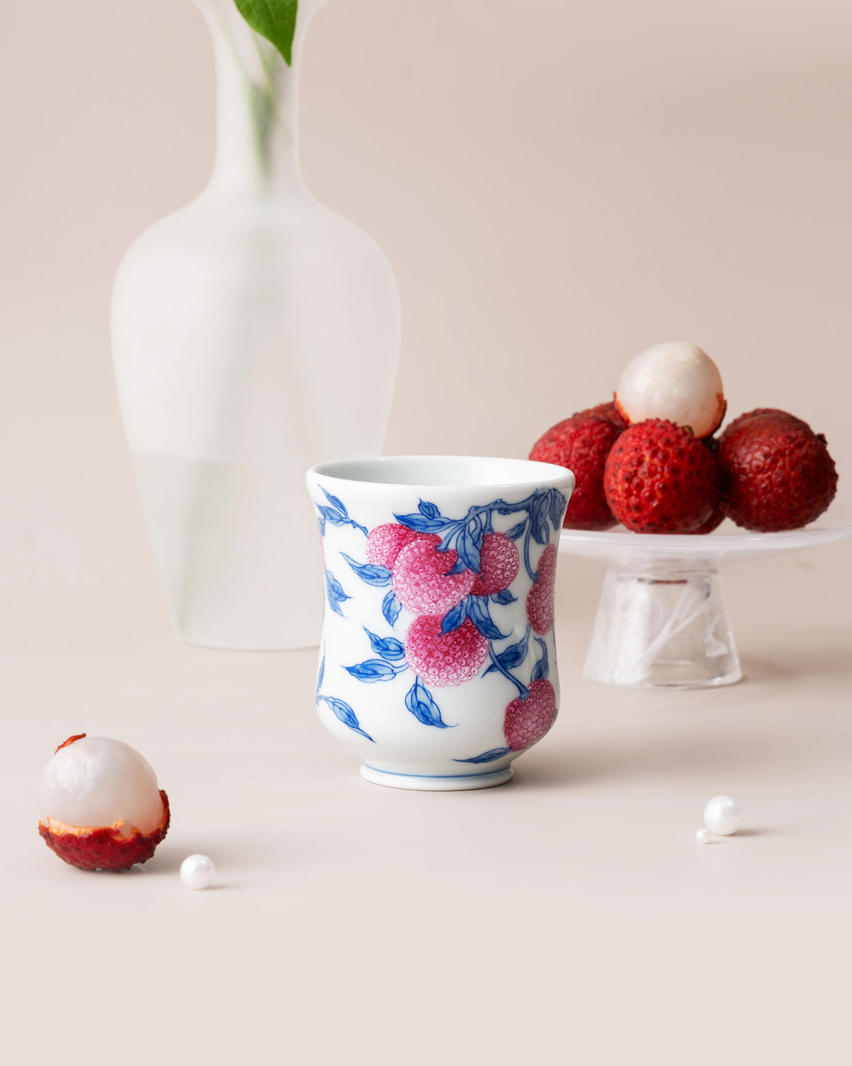 CCCLAY Lychee Blush Qinghua & Famille Rose – Medium Sensory Coffee Cup