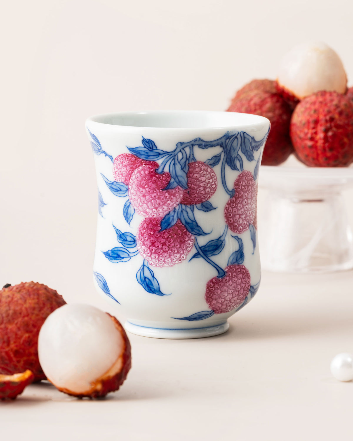 CCCLAY Lychee Blush Qinghua & Famille Rose – Medium Sensory Coffee Cup