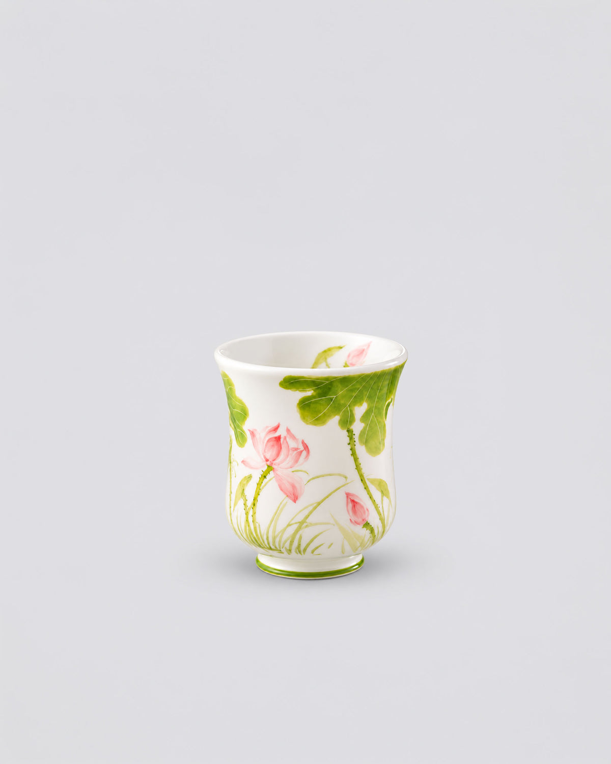 CCCLAY Summer Lotus — Medium Sensory Coffee Cup, 150 ml, hand-painted famille rose porcelain